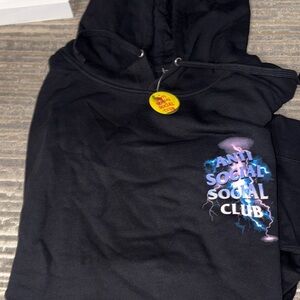 Anti Social Social Club Black Hoodie with Blue and Purple Accents